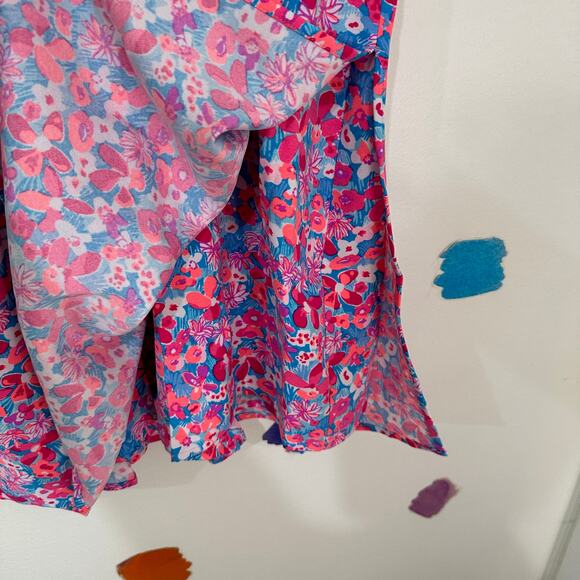 8 Lilly Pulitzer Linwood Ruffle Pink and Blue Print Romper NWT - Picture 5 of 7